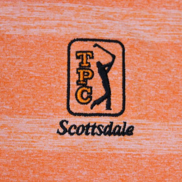 Puma Pounce Stripe Polo Cresting Shirt Mens 2XL XXL Orange TPC Scottsdale Logo - Picture 6 of 16